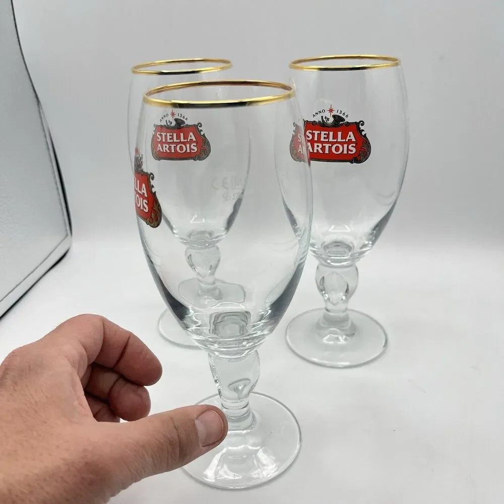 14 oz Stella Artois Belgium crystal mug beer glass 40 cl Lot of 3